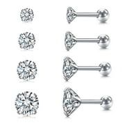 BRIANA WILLIAMS 16G Cartilage Earring Stud for Women Men Flat Back Earrings Stud Threadless Tragus Cartilage 4 Pairs