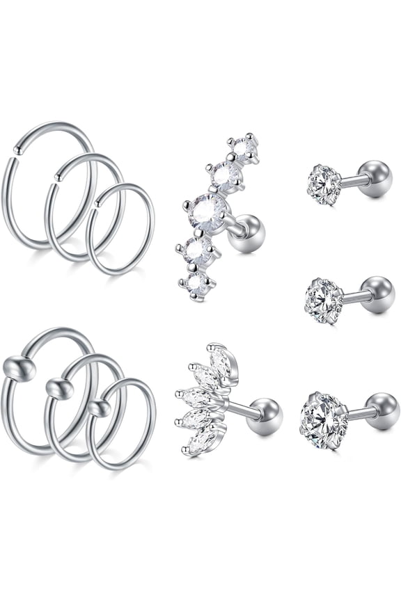 16G Cartilage Quality Stud Earrings 316L Stainless Steel Helix Tragus Daith Earrings Body Ear Piercing Jewelry[u974]
