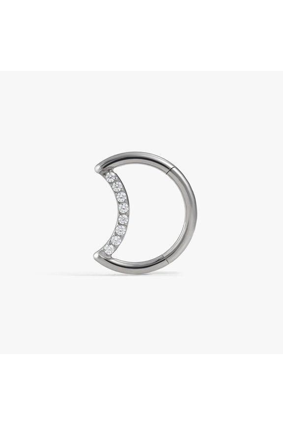16G Celestial Moon Crystal 3A CZ Daith Jewelry & Septum Rings