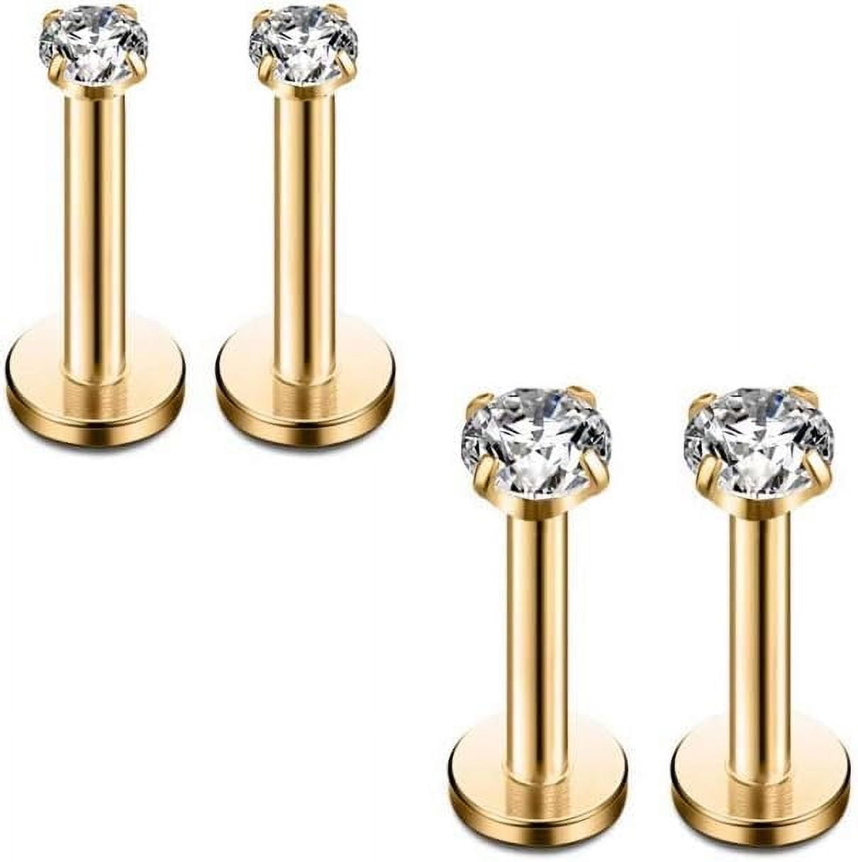 16G Clear Diamond CZ Mix-Color Lip Rings Labret Monroe Nose Tragus ...