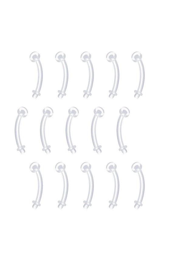 16G Clear Flexible Plastic Daith Rook Earrings Eyebrow Rings Curved Barbells Belly Piercing Retainers 15PCS