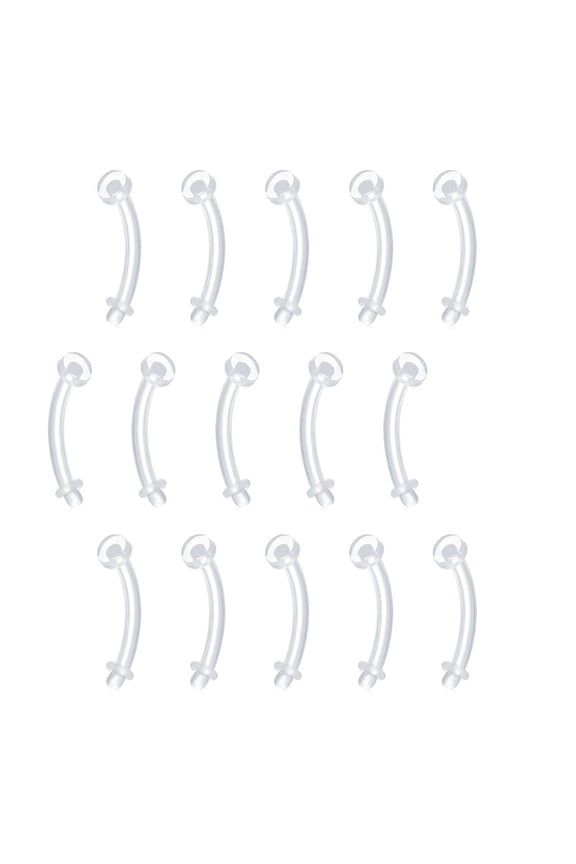 16G Clear Flexible Plastic Daith Rook Earrings Eyebrow Rings Curved Barbells Belly Piercing Retainers 15PCS