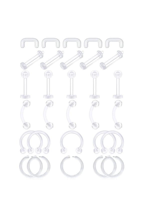16G Clear Piercing Retainers Flexible Cartilage Helix Daith Rook Tragus Earring Retainer Bioflex Plastic Nose Septum Lip Eyebrow Rings Piercing Retainer