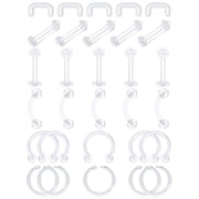 16G Clear Piercing Retainers Flexible Cartilage Helix Daith Rook Tragus Earring Retainer Bioflex Plastic Nose Septum Lip Eyebrow Rings Piercing Retainer
