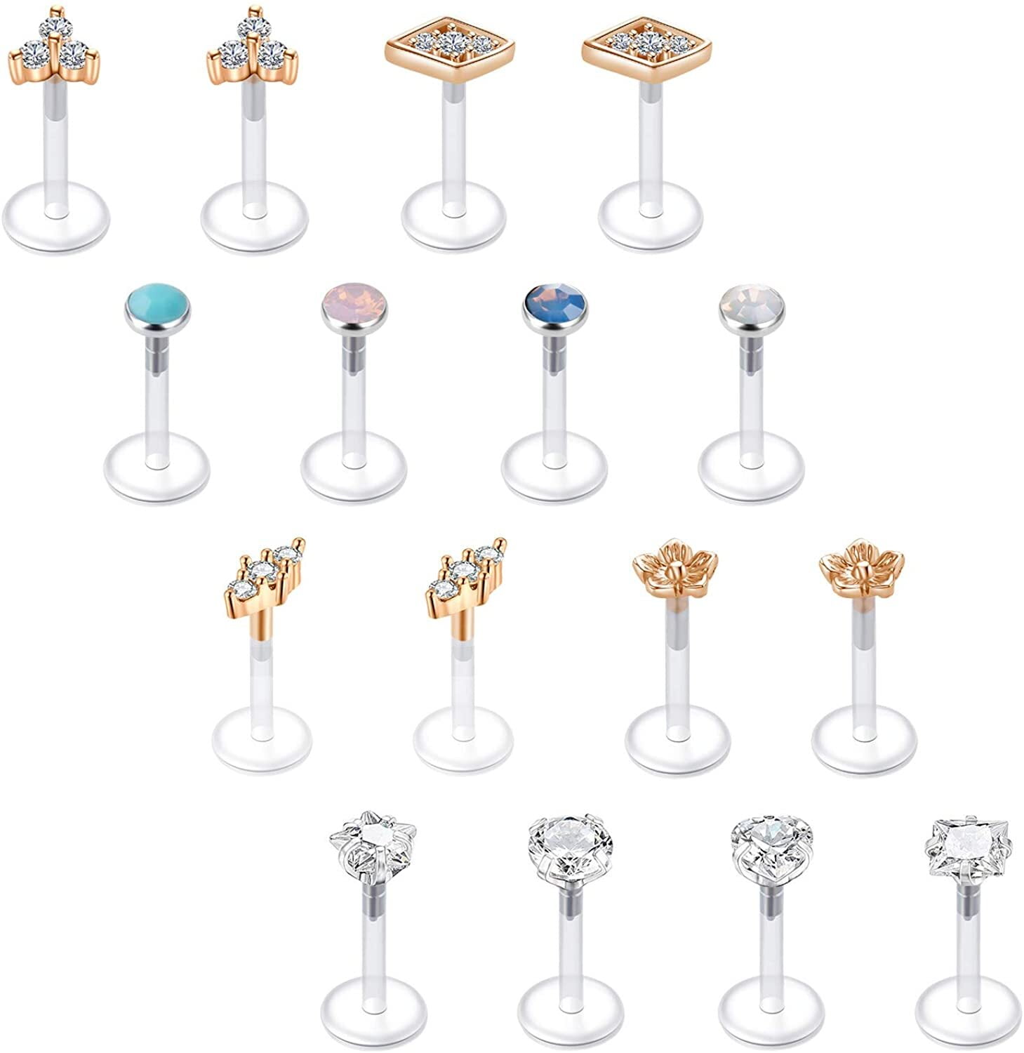 16G Clear Tragus Earrings Studs UV Helix Cartilage Earring Daith Rook Briana Williams Piercing