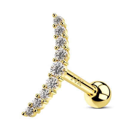 16G Helix Cartilage Earring Stud 58.5% Solid Gold Cubic Zircon Conch Screw Back Piercing Jewelry