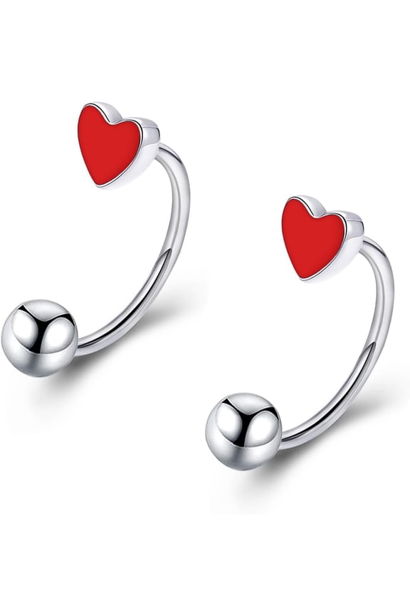 16G Cute Heart Snake Bite Jewelry, Lip Rings Snake Bites, Horseshoe Tragus Hoop Jewelry for Lip Piercing, Titanium Septum Daith Tragus Threaded Body Piercing Ring 8mm 10mm 12mm-2PCS