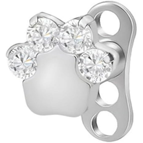 16G Cute Paw Print Dermal Piercing Anchor Top and Base G23 Titanium Crown Butterfly Microdermal Piercing Internally Threaded Surface Skin Piercing Body Jewelry 1 PC