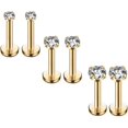 thumbnail interactive-video image 1 of HQLA 16g Diamond CZ Lip Rings Labret Monroe Nose Tragus Helix Ear Piercing Jewelry Surgical Stainless Steel 2/3/4mm CZ 8mm Bar Length 3 Pairs Set 1 of 12