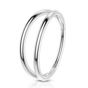 16G Double Row Silver Hinged Segment Ring Septum Hoop Cartilage Piercing Earring for Helix Daith Tragus Conch Piercing
