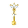 thumbnail image 1 of No Boundaries Women's Gold-Tone Stainless Steel Floral Rook Earrings, 1 of 5