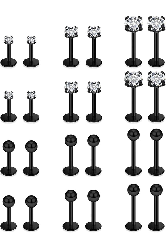 16G Flat Back Earrings Nose Studs 316L Surgical Steel Medusa Labret Monroe Lip Ring Tragus Forward Helix Conch Cartilage Lobe Earrings Stud Piercing Jewelry For Women Men 6MM 8MM 10MM[w478]