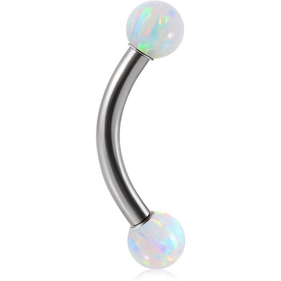 16G G23 Implant Grade Titanium Internally Threaded 3mm/4mm Prong Set CZ Opal Ends Cartilage Helix Daith Rook Eyebrow Curved Barbell Navel 8-12mm