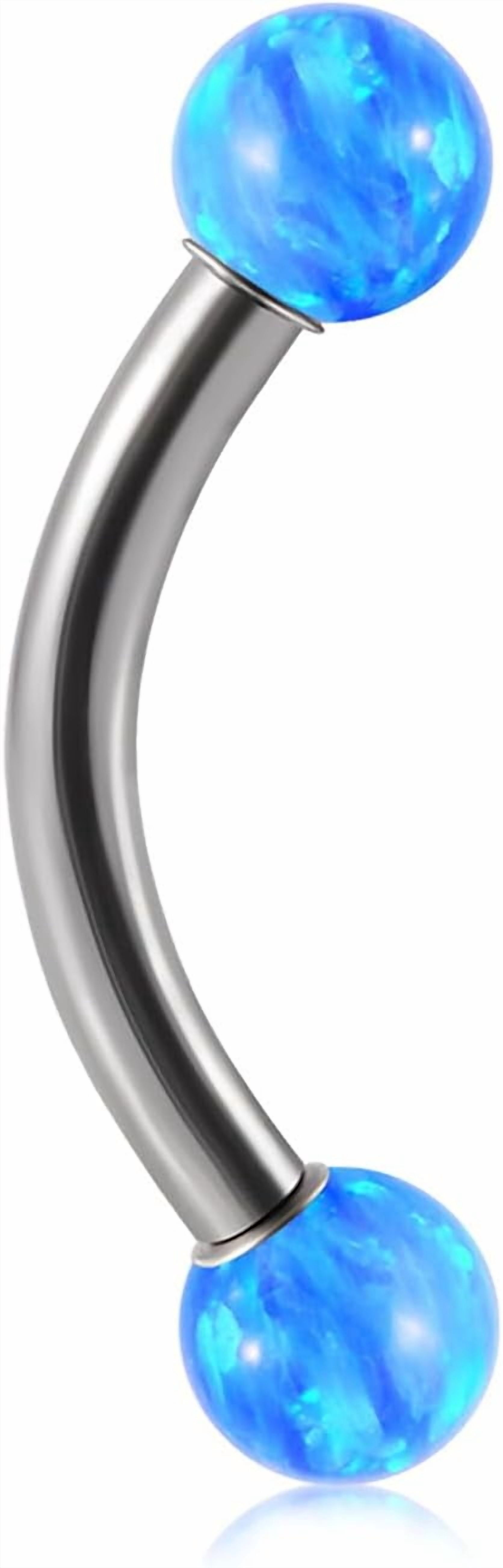 Pierced Owl G23 Implant Grade Titanium Curved Barbell - 16GA, Internally Threaded With Crystal Gem Ends