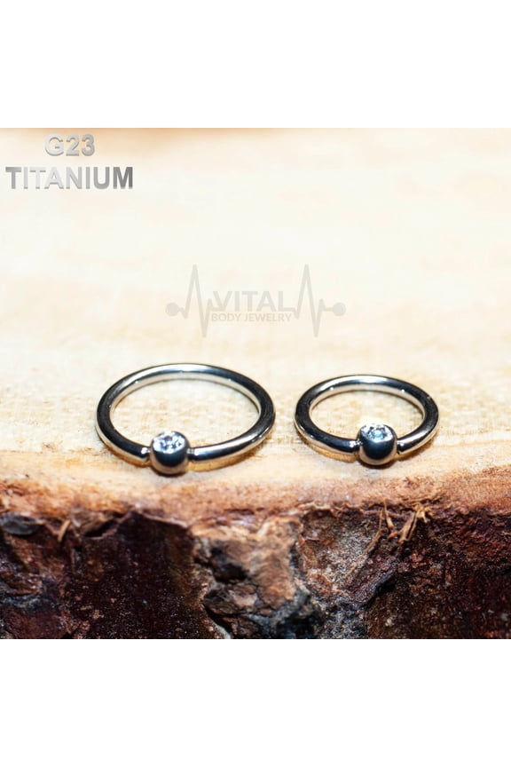 16G G23 Titanium Nose Ring, Gem Ball, PVD Coated, Captive Bead Ring, Earring, Tragus, & Cartilage
