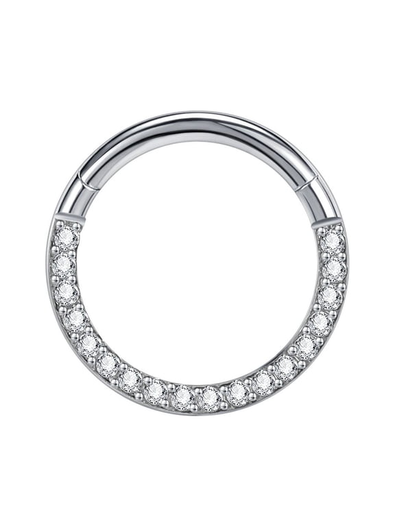 16G G23 Titanium Nose Septum Clicker Crystal Conch Helix Cartilage Hoop Earrings Piercing