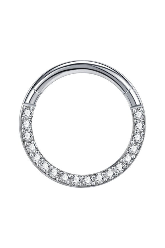16G G23 Titanium Nose Septum Clicker Crystal Conch Helix Cartilage Hoop Earrings Piercing