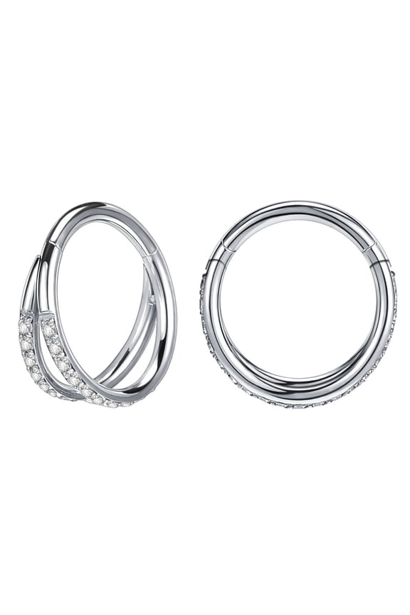 16G G23 Titanium Nose Septum Clicker Piercing Double Layer Conch Helix Cartilage Earring Piercing