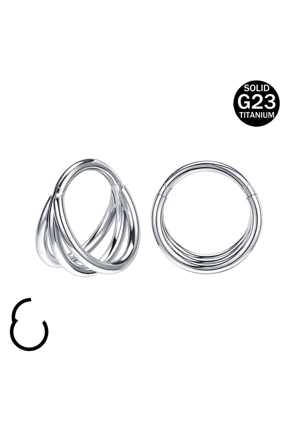 16G G23 Titanium Nose Septum Clicker Splice Conch Helix Cartilage Piercing Hoop Earrings