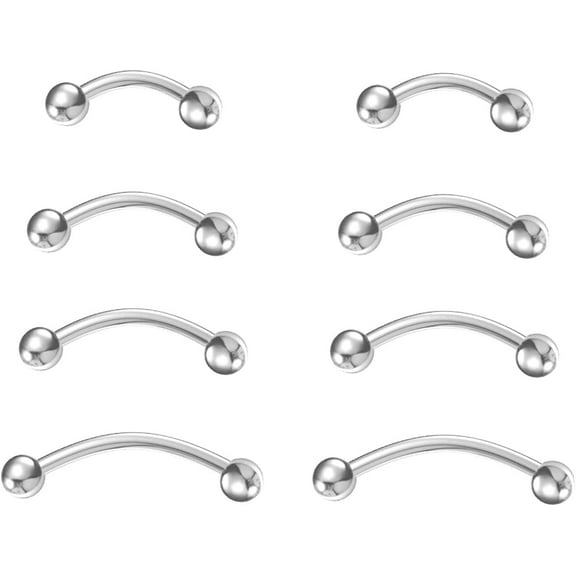 16G Implant Grade Titanium Bent Curved Barbell Banana Rook Front Helix Eyebrow Rings Vertical Labret Piercing