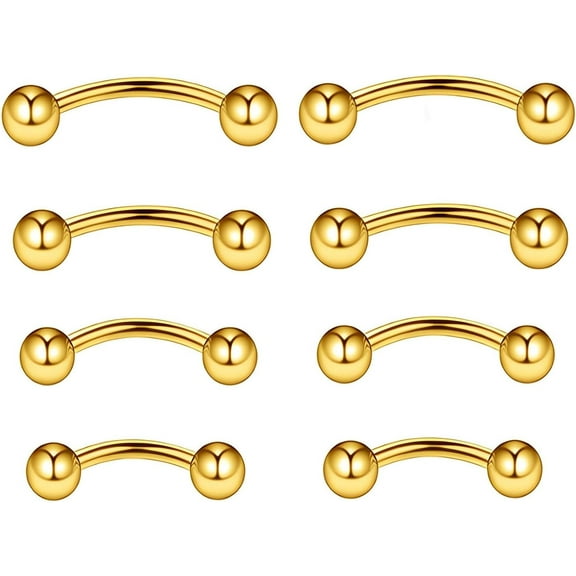 16G Implant Grade Titanium Bent Curved Barbell Banana Rook Front Helix Eyebrow Rings Vertical Labret Piercing