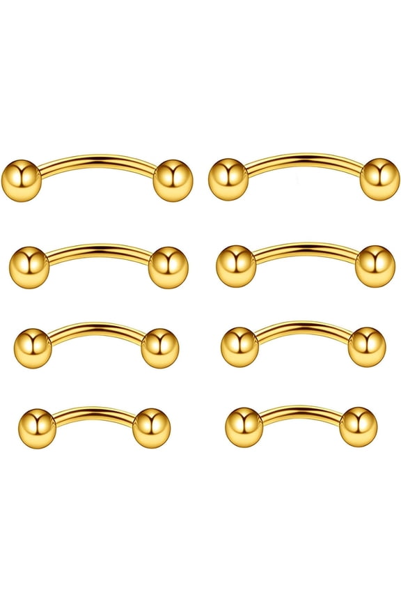 16G Implant Grade Titanium Bent Curved Barbell Banana Rook Front Helix Eyebrow Rings Vertical Labret Piercing