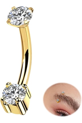 16G Internally Threaded Rook Piercing Jewelry for Men & Women, 316L Stainless Steel Gold Eyebrow Rings Vertical Labret Barbell Piercing Jewelry 6mm/8mm
