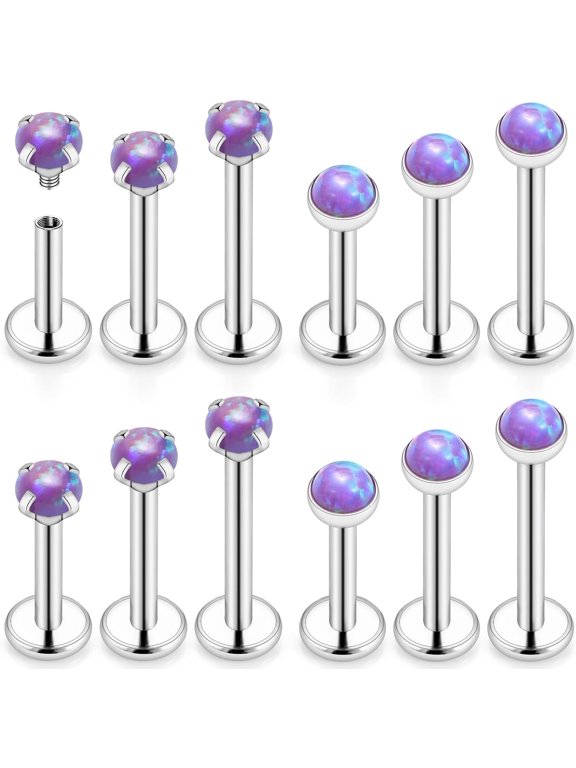 16G Lip Top Rings for Women Stainless Surgical Steel Labret Jewelry Monroe Lip Ring Medusa Piercing Jewelry Tragus Helix Cartilage Forward Earring Piercing Jewelry for Women Opal 2MM 3MM 4MM[t661]