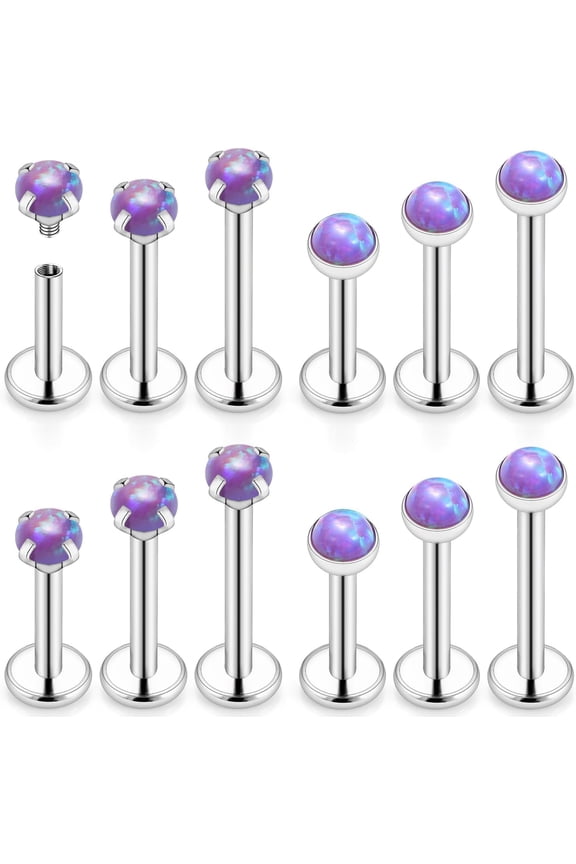 16G Lip Top Rings for Women Stainless Surgical Steel Labret Jewelry Monroe Lip Ring Medusa Piercing Jewelry Tragus Helix Cartilage Forward Earring Piercing Jewelry for Women Opal 2MM 3MM 4MM[t661]