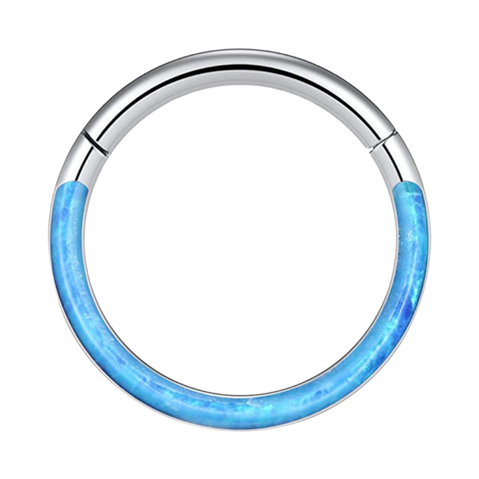 16G Opal Septum Rings Hoop Nose Ring Lip Rings Stainless Steel Hinged