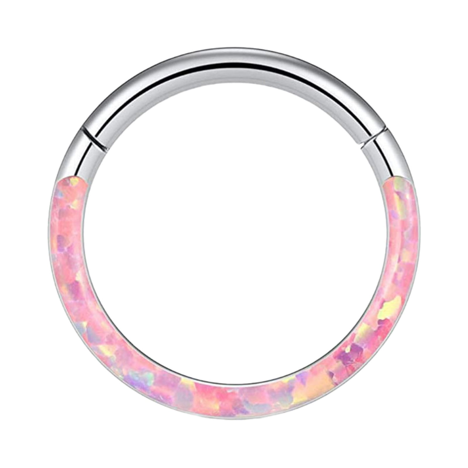 16G Opal Septum Rings Hoop Nose Ring Lip Rings Stainless Steel Hinged