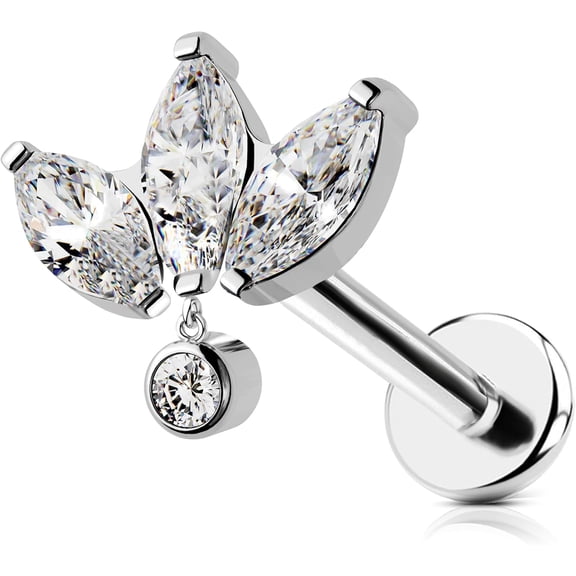 16G Quality Dangle Helix Piercing Jewelry Titanium Conch Earring With Round CZ Internally Threaded Labret Piercings Helix Earrings Tragus Jewelry Cartilage Studs for Women[o088]