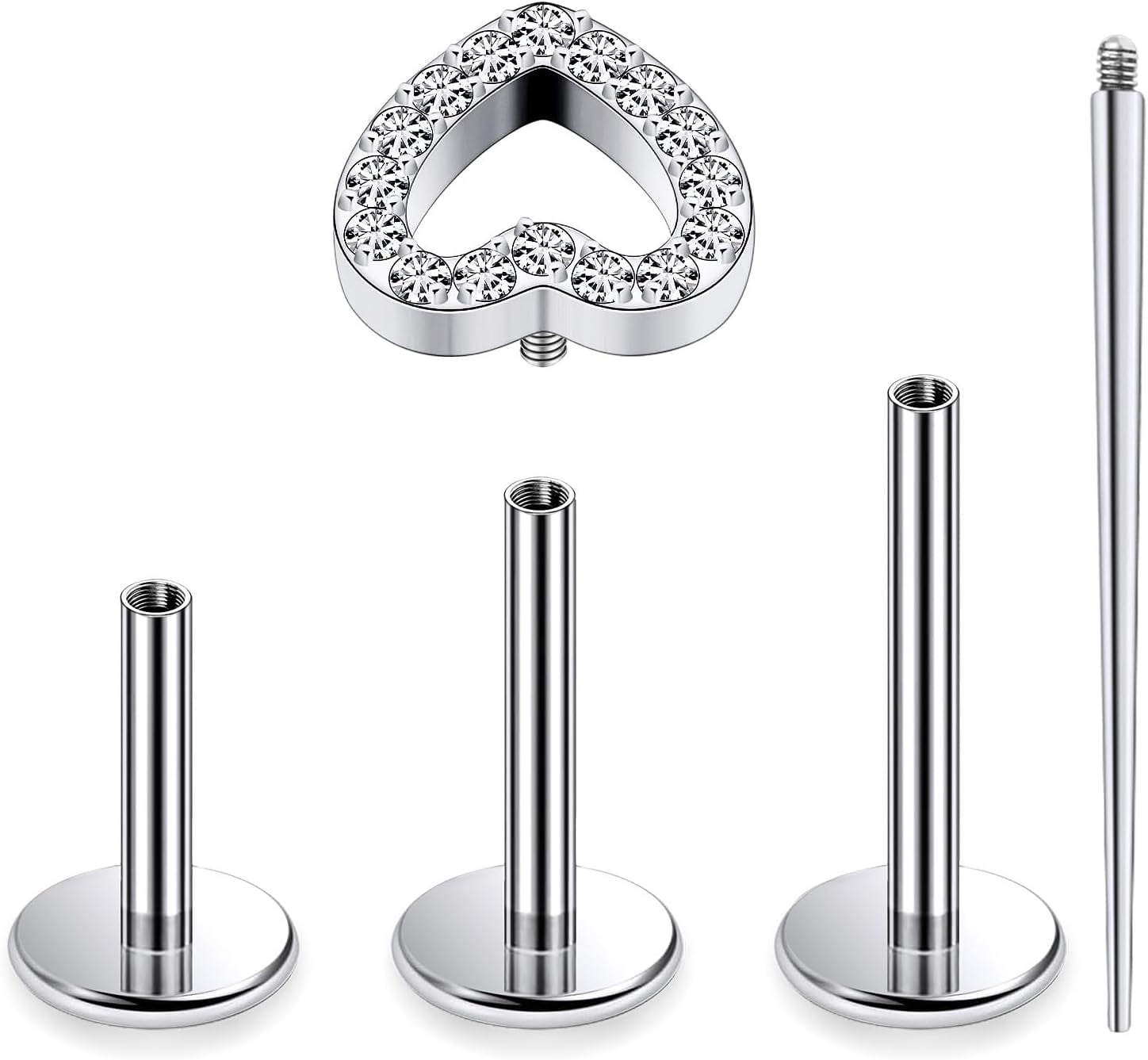 16G Quality G23 Titanium Tragus Conch Helix Piercing Jewelry Internally Threaded Flat Back Cartilage Earrings Forward Helix Earrings Medusa Labret Piercing Jewelry for Women Men Silver 6MM 8...[b272]