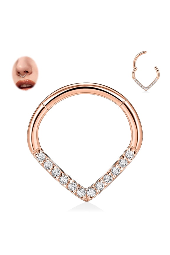 16G Septum Ring Teardrop Septum Jewelry Daith Helix Tragus Rook Piercing Jewelry CZ Nose Rings Hoops Cartilage Earring 316L Surgical Steel