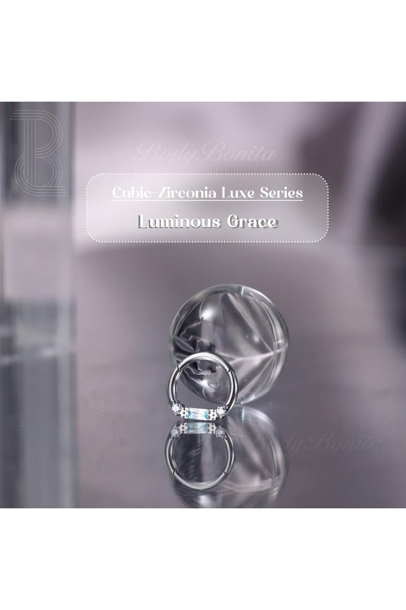 16G Septum Rings Jewelry - Cubic Zirconia Luxe 316L Stainl Steel Hinged Nose Rings Hoops For Women Conch Piercing Jewelry Tragus Daith Helix Cartilage Hoop Earring14K Gold Plated/Silver 8 Mm[Z493]