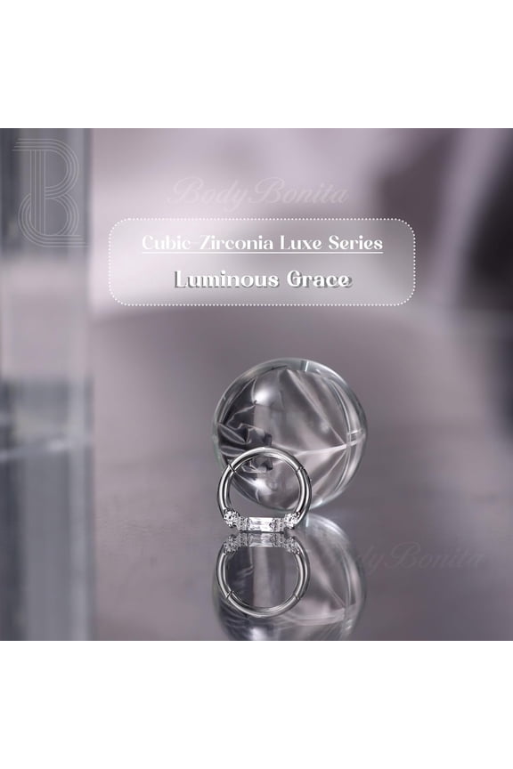 16G Septum Rings Jewelry - Cubic Zirconia Luxe 316L Stainl Steel Hinged Nose Rings Hoops For Women Conch Piercing Jewelry Tragus Daith Helix Cartilage Hoop Earring14K Gold Plated/Silver 8 Mm[Z491]