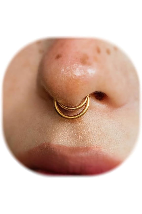 16G Simple line septum ring Stacked gold septum ring Septum ring Nasal ring piercing For both men and women