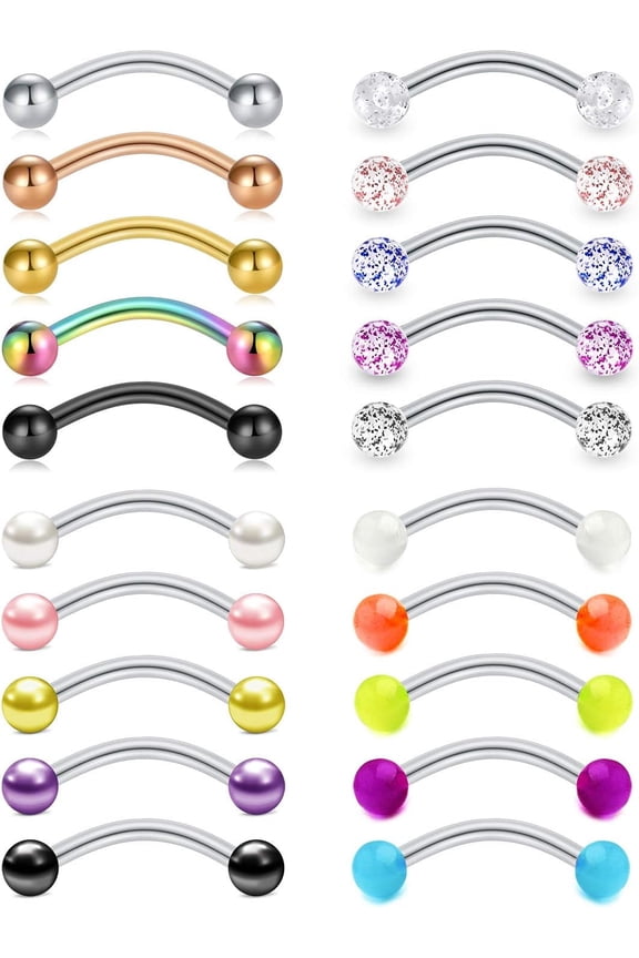 16G Stainless Steel Earring 8mm 10mm Curved Barbell Eyebrow Rings Piercing Jewelry for Women Men 2#Style B 10mm