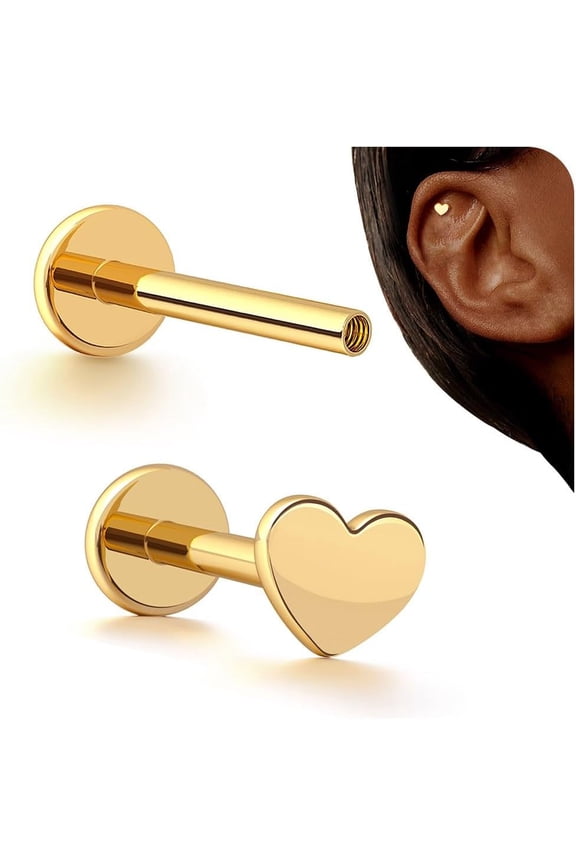 16G Stud Earrings Flat Back - G23 Titanium Internal Thread Cartilage Earrings for Women Hypoallergenic CZ Stud Piercing Jewelry Tragus/Nose/Helix/Conch/Medusa/Lip/Labret 6mm 8mm