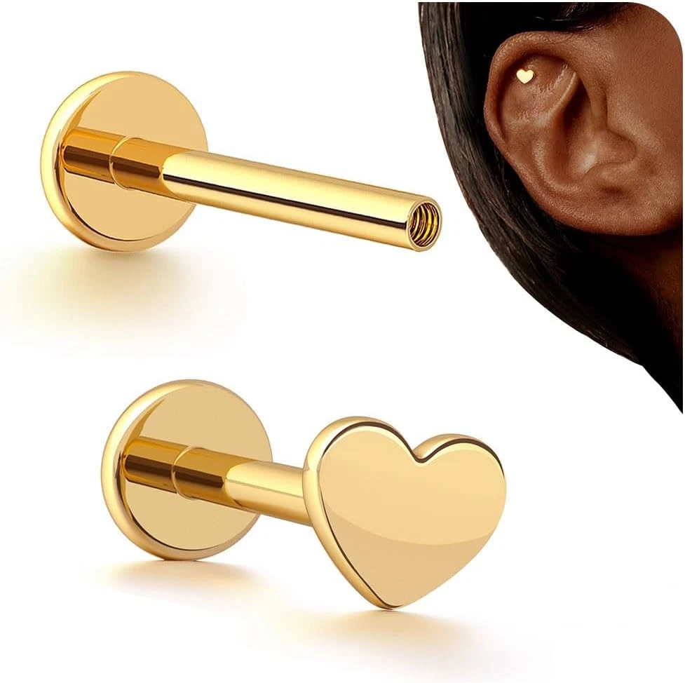 16G Stud Earrings Flat Back - G23 Titanium Internal Thread Cartilage Earrings for Women Hypoallergenic CZ Stud Piercing Jewelry Tragus/Nose/Helix/Conch/Medusa/Lip/Labret 6mm 8mm