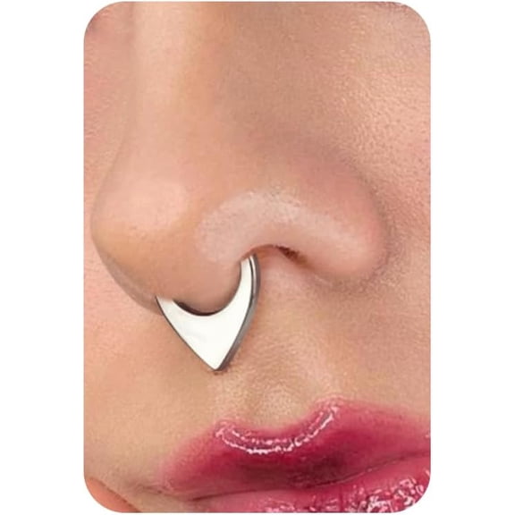 16G Teardrop Septum Rings - G23 Titanium Nose Rings Hoops Seamless Hinged Cartilage Conch Daith Helix Rook Earrings Piercings Septum Jewelry for Women Men Gold/Silver/Black/Rose Gold