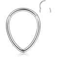 thumbnail image 1 of 16G Teardrop Septum Rings - G23 Titanium Nose Rings Hoops Seamless Hinged Cartilage Conch Daith Helix Rook Earrings Piercings Septum Jewelry for Women Men Gold/Silver/Black/Rose Gold, 1 of 6