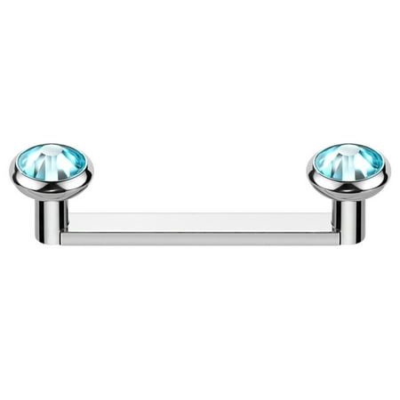 16G Titanium Flat Surface Barbell Bezel Crystal Staple Surface Piercing Jewelry Sold Each