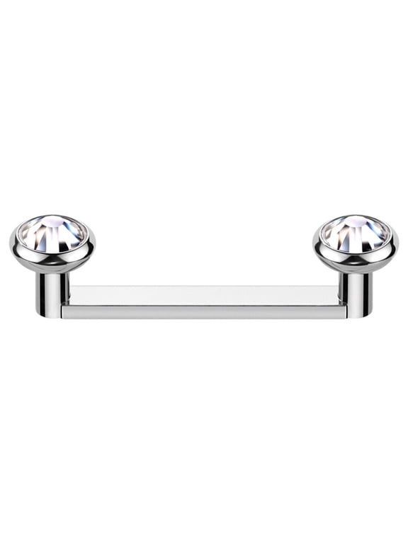 16G Titanium Flat Surface Barbell Bezel Crystal Staple Surface Piercing Jewelry Sold Each