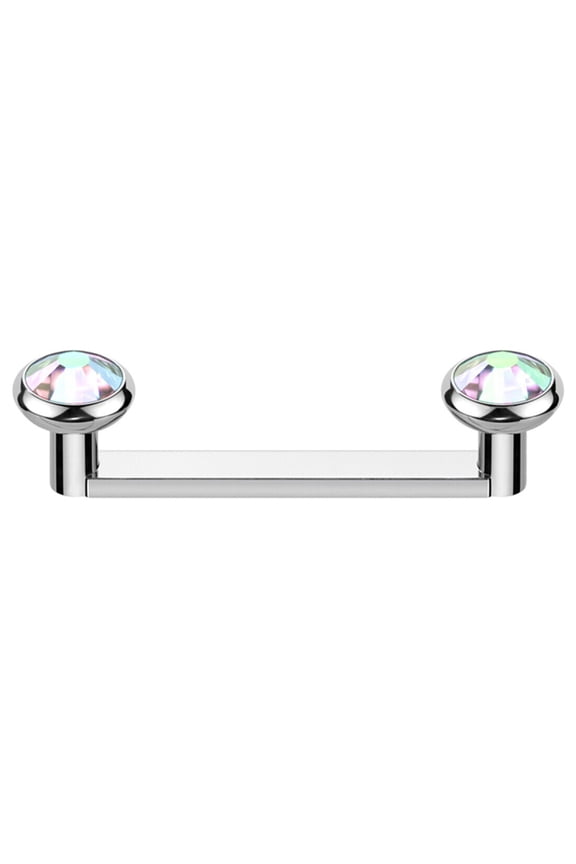 16G Titanium Flat Surface Barbell Bezel Crystal Staple Surface Piercing Jewelry Sold Each