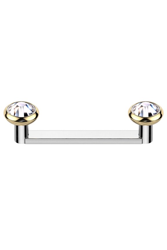 16G Titanium Flat Surface Barbell Bezel Crystal Staple Surface Piercing Jewelry Sold Each