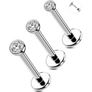 16G Top 3PCS Threadless Earrings Helix Earring High-end Stainless Steel 316L Helix Piercings 6/8/10 mm Unblemished CZ Cartilage Earrings Tragus Studs Conch Piercing Jewellery for Women[n395]