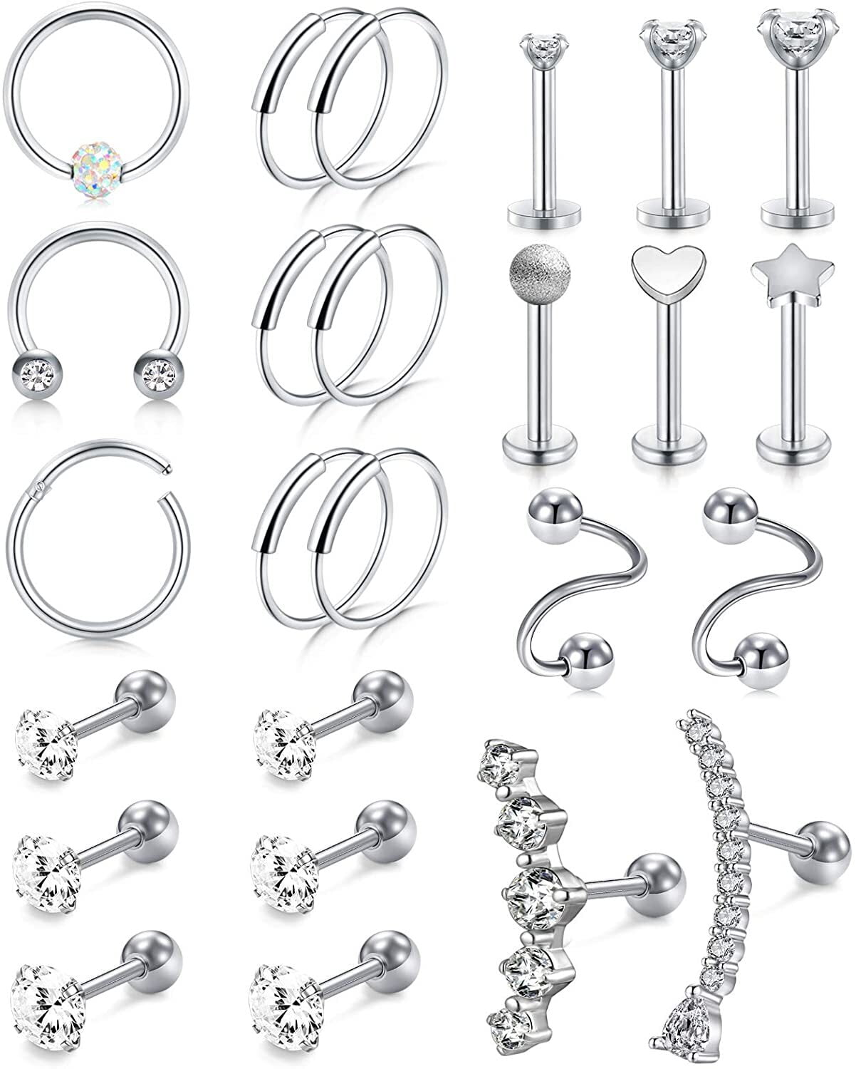 16G Tragus Earrings for Women Stainless Steel Cartilage Earring Briana Williams Forward Helix