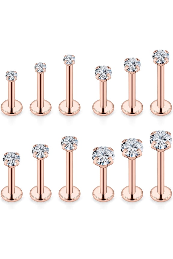 16G Tragus Labret Medusa Piercing Jewelry Internally Threaded Stainless Steel Conch Piercing Jewelry Monroe Lip Rings Different Size Cartilage Nail Helix Earring Stud Bar Length 6mm 8mm 10mm[t408]