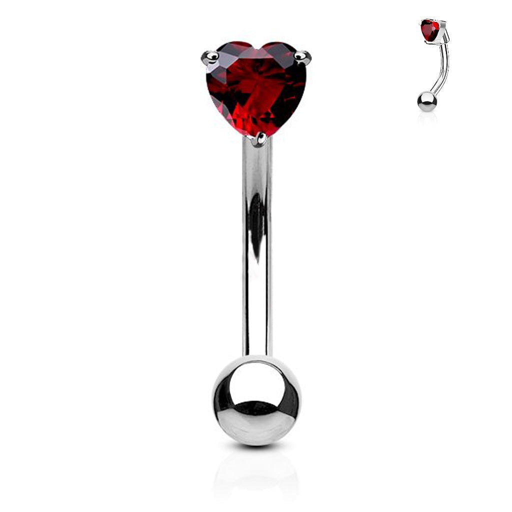 Surgical Steel Prong Set 3mm Heart CZ Curved Barbell Surgical Steel Prong Set 3mm Heart CZ Curved Barbell